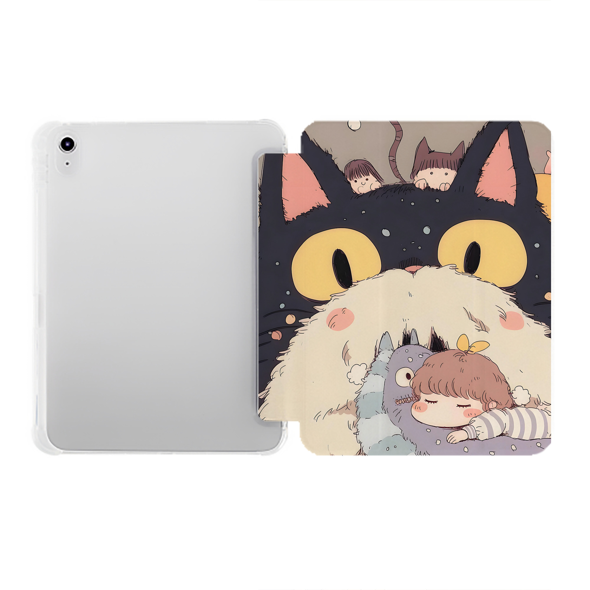 （画像用） となりのトトロ 草壁メイ 草壁サツキ My Neighbor Totoro Satsuki Kusakabe Mei Kusakabe IPad ケース ペン収納付き 三つ折りスタンド PUレザー×シリコン 対応機種9.5/10.5/10.9インチ
